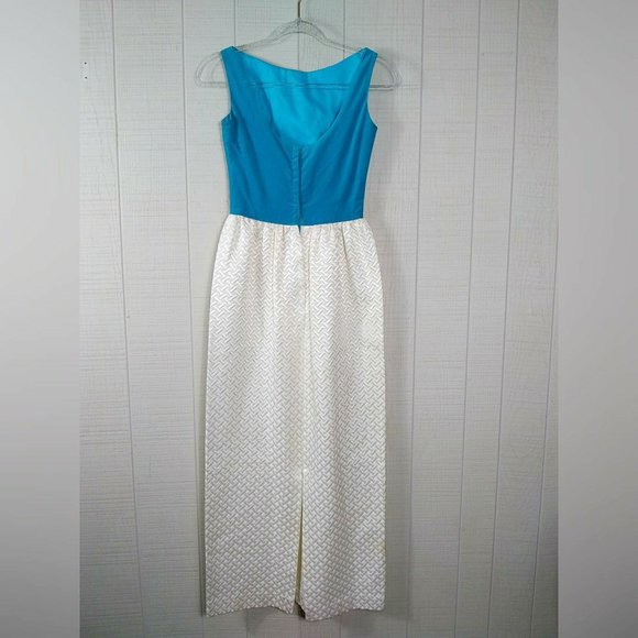 Vintage 60s Maxi Dress Evening Wear Velvet Brocade - Picture 2 of 14